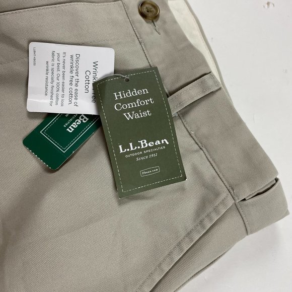NWT LL Bean Wrinkle Free Khaki Chino Pants Mens 34 x 34 Comfort Waist Cotton - Picture 5 of 12